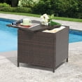 thumbnail image 2 of JOIVI Outdoor Wicker Side Table, All-weather Rattan Small Storage Box End Table, Square Resin Coffee Table with Iron Frame, Brown, 2 of 8