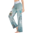 thumbnail image 3 of FREEAMG Womens Foal Comfy Drawstring Lounge Pajama Pants High-Waist Wide Leg Sleepwear Bottom, 3 of 6