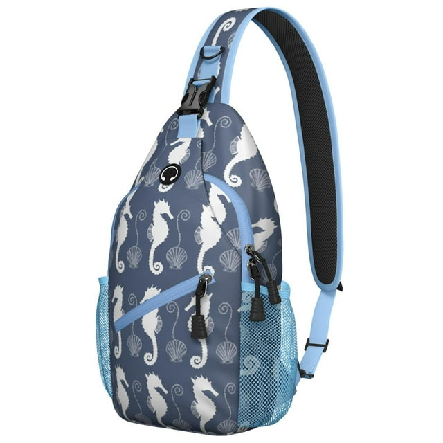 Cute Ocean Creatures and Coral Pattern Small Travel Backpack Lightweight Hiking Sling Pack with Layered Storage and Fashionable Appearance for Everyday Use