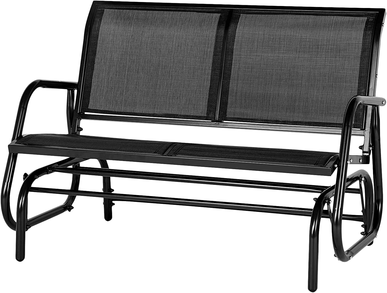 2 Seats Outdoor Glider Bench, Patio Glider Loveseat Chair with Powder