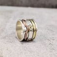 thumbnail image 4 of Wide Spinner Band, Bohemian Ring, 925 Sterling Silver Ring, Spinning Thumb Ring, Three Tone Ring, Fidget Ring, Handmade Jewelry, Christmas Oxidized, Brass Copper Band, Anxiety Ring, Mans Band Gifts, 4 of 6