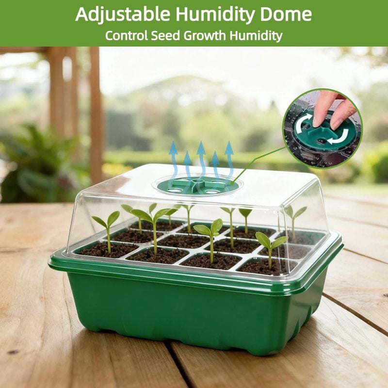 10Pcs Seed Starter Tray Mini Greenhouse Germination Kit with Humidity Dome Plant Seedling Growing Tray with Base Propagation Kit