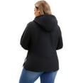 thumbnail image 4 of Agnes Orinda Women's Plus Size Hooded Trench Coats Windproof Zip Up Buttons Winter Jacket with Pockets 1X Black, 4 of 5
