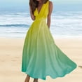 thumbnail image 3 of WTXUE Maxi Dresses, Sun Dress Sleeveless Vestidos Casuales Para Mujer V-Neck, for 2024 Spring Summer Elegant Wrap Trendy Flowy Dress Gradient Maxi Women's Plus, Yellow Size XL, 3 of 6
