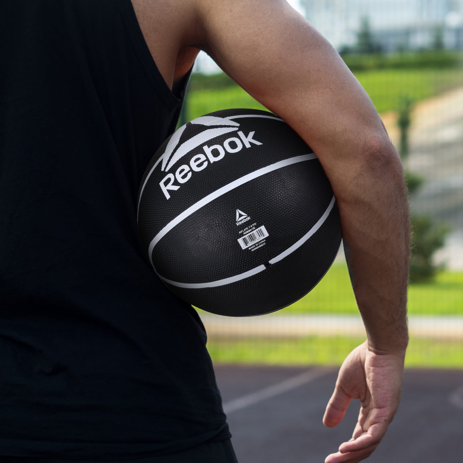 Reebok Size 6 Basketball with inflatable Pump - Durable Rubber Basketball for Indoor & Outdoor Play, Black – Official Size 6 Basketball for Adults and Teens