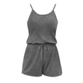 thumbnail image 6 of Women's Soft Fabric Casual Elastic Waist Jumpsuit Shorts, Solid Color Comfortable Fit, Lightweight Summer Wear, Lounge Beach Vacation, Casual Pants | VerBelle,Dark Gray S, 6 of 6