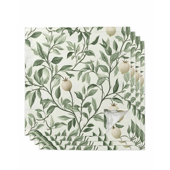 nqOlkjepod Green Spring Botanical Cloth Napkins Set of 4 Reusable Dinner Napkins, Summer Leaves Floral Cocktail Napkin Washable Table Napkins for Wedding/Holiday Party/Baby Shower 20"x20"