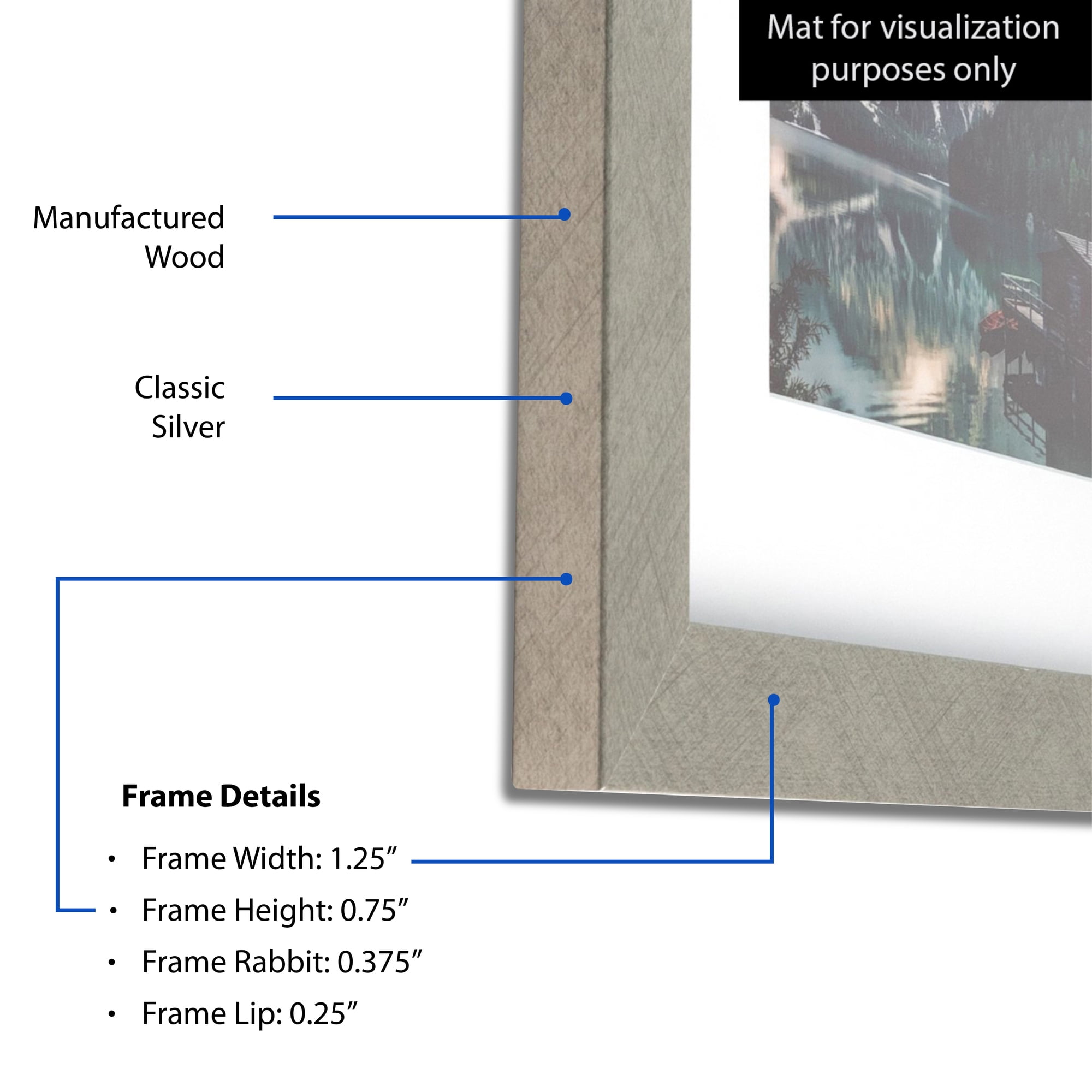 ArtToFrames 16" x 22" Classic Silver Picture Frame, 16x22 inch Gray MDF Poster Frame (WOM-4499), 4 Pack