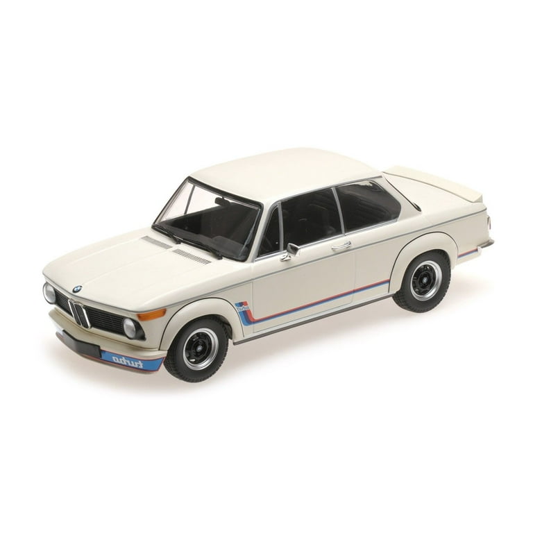 1973 BMW 2002 Turbo White with Stripes 1/18 Diecast Model Car by Minichamps