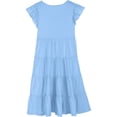thumbnail image 4 of SUXIAN Dresses for Girls Round Neck Long Puff Sleeve Solid Cake Party Elegant Everyday Outfit Little Girl Dresses Light Blue 8-9 Years, 4 of 4