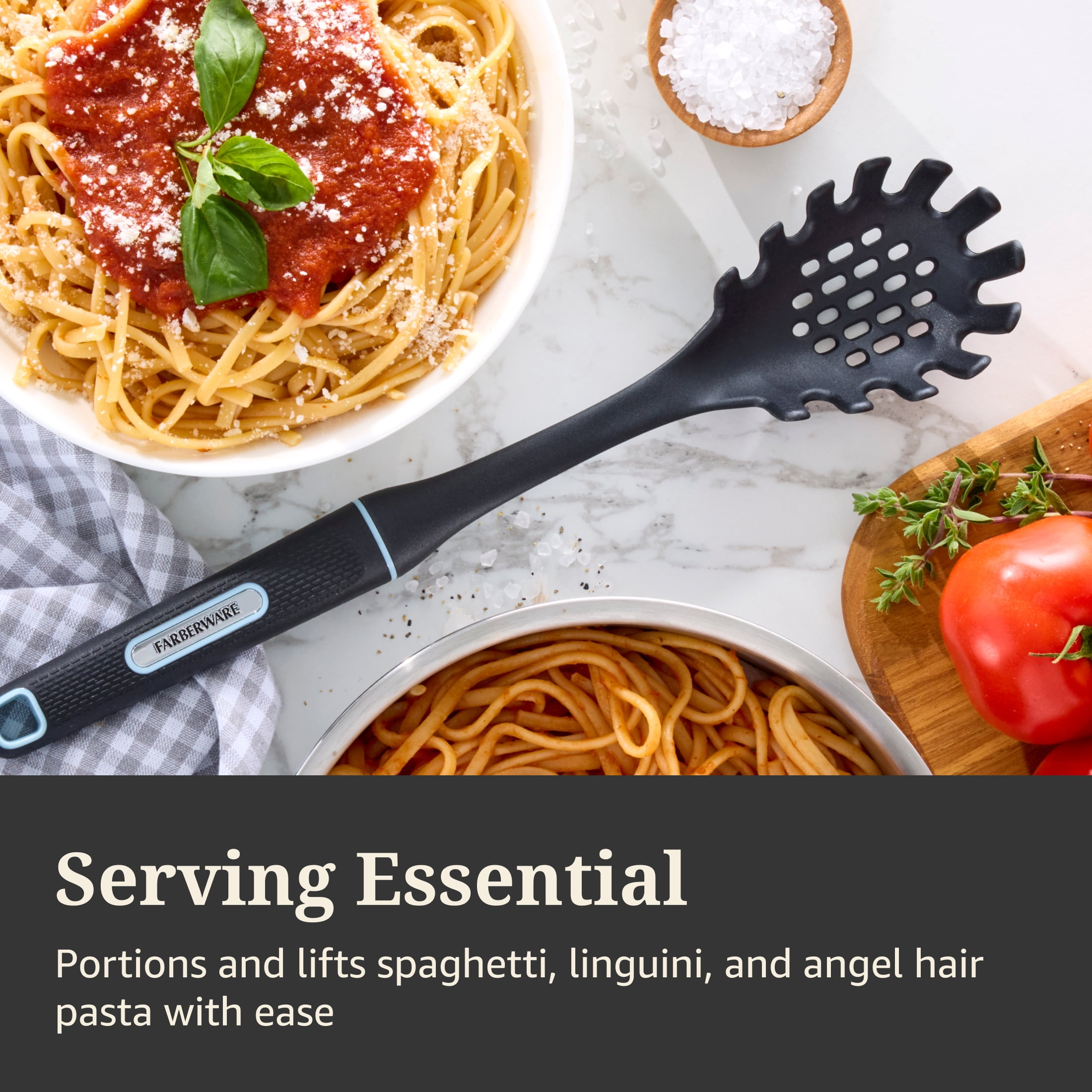 Farberware Soft Grips Nylon Kitchen Pasta Server Black