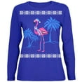 thumbnail image 2 of Flamingo Winter Ugly Christmas Sweater Womens Long Sleeve T Shirt with Santa Party Hat Headband, 2 of 3