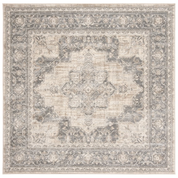 SAFAVIEH Brentwood Salah Oriental Area Rug, Cream/Gray, 4' x 4' Square