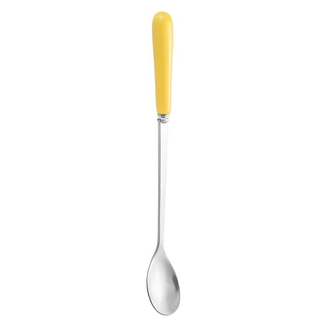 Zhuge Cubiertos de plata 2 piezas Cuchara de hielo de acero inoxidable con mango corto Cuchara para helado de postre para el hogar Cuchara para revolver - Plata amarilla
