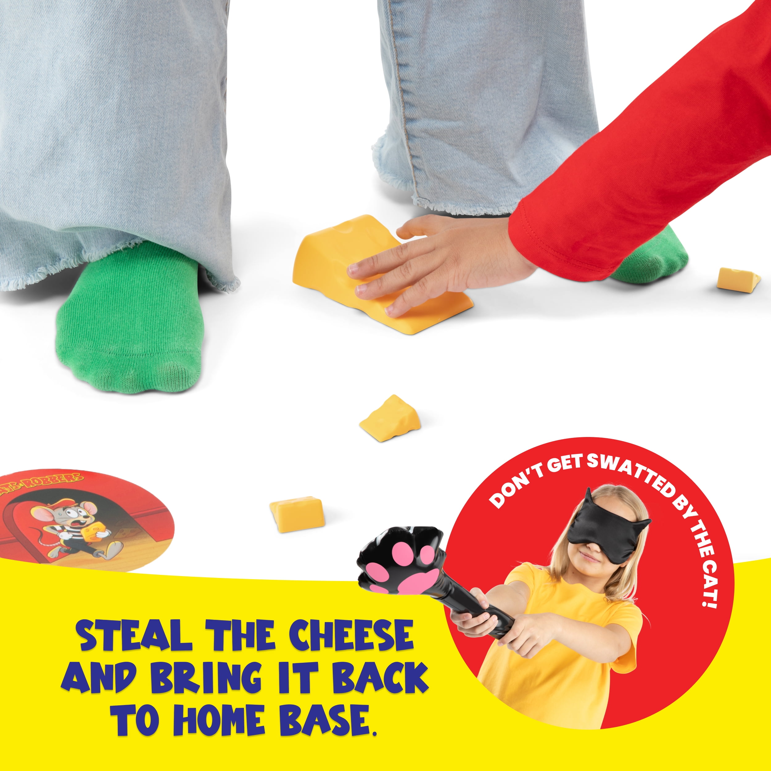 Cats and Robbers, An Up and Active Family Games Includes 1 Inflatable Paw, Cheese, Squeaky Mice Feet and More