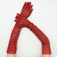 thumbnail image 4 of Ljudmp Womens Sparkly Sequins Long Gloves Elastic Full Finger Gloves Glitter Costume For Female Evening Bridal Wedding Party Christmas Red, 4 of 5