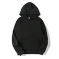 thumbnail image 2 of Nyeemya Unisex Mens Casual Hooded Sweatshirt Long Sleeve Drawstring Plain Solid Pullover Tops Black L, 2 of 3