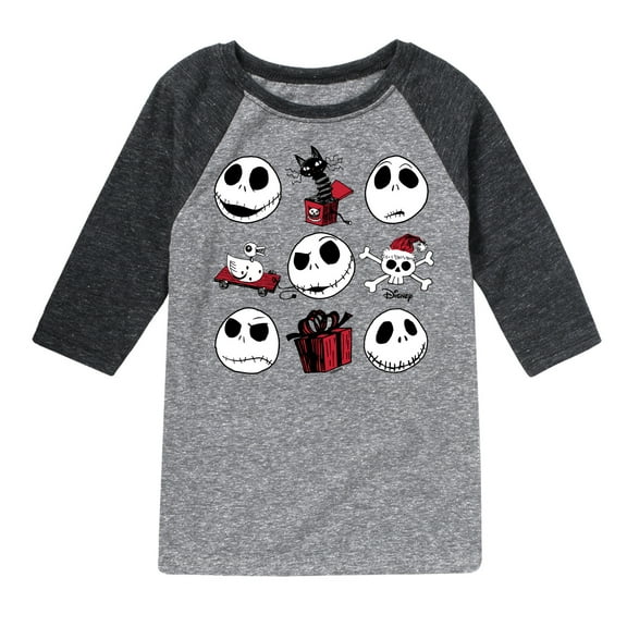 The Nightmare Before Christmas - Jack Christmas Grid - Toddler And Youth Raglan Graphic T-Shirt