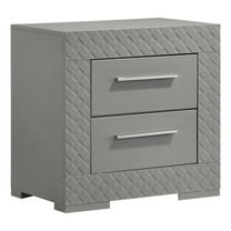 Ives 2-drawer Nightstand Bedside Table Grey High Gloss