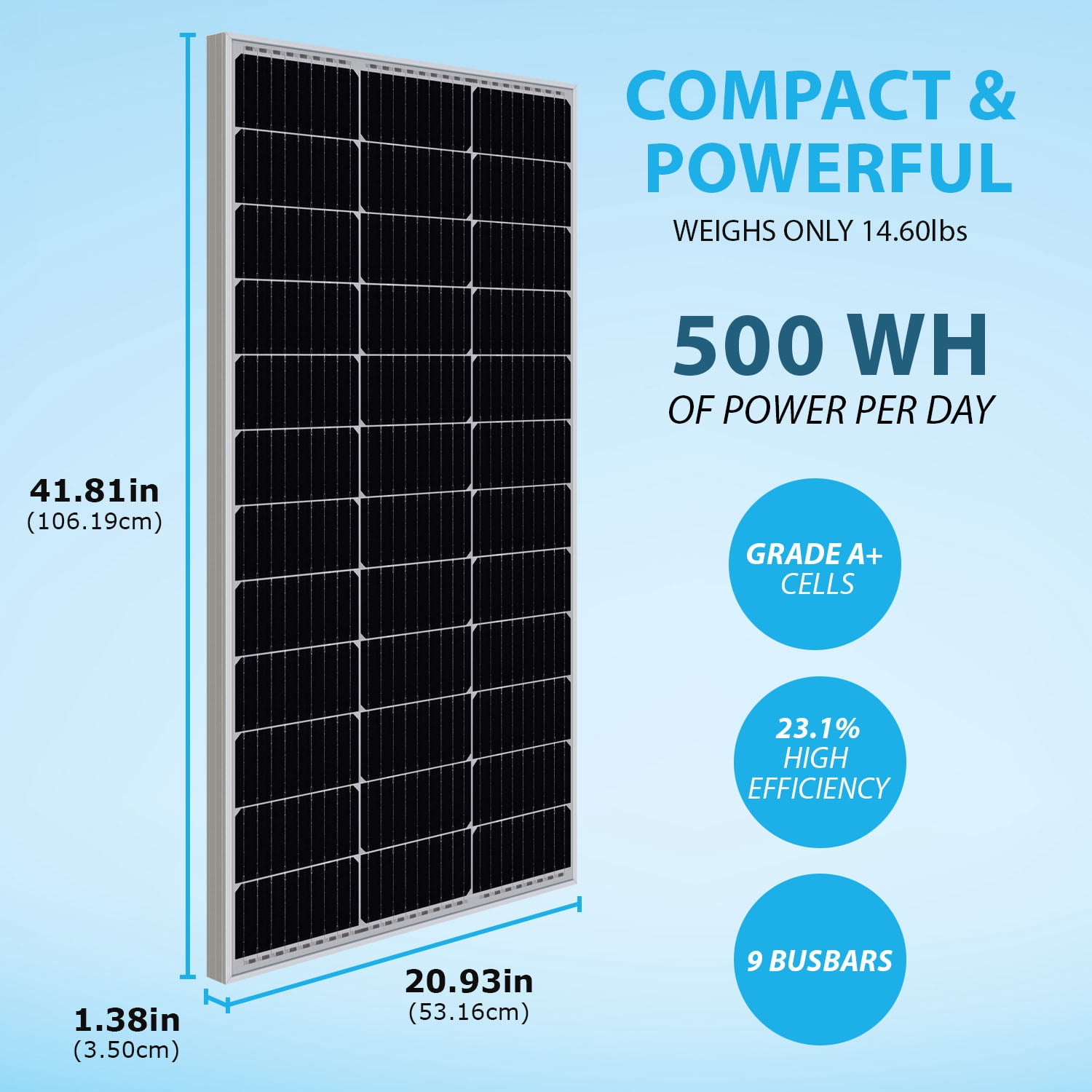 100 Watt 12V High Efficiency Monocrystalline Solar Panel for Off