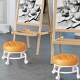 thumbnail image 5 of Padded Rolling Stool with 360° Swivel Wheels , Low Profile Round Soft Cushion Seat , Heavy Duty Sturdy Metal Frame , Mobile Utility Stool for Home office Kitchen Salon Makeup Cleaning Craft Work, 5 of 8