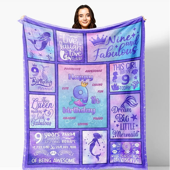 9 Year Old Girl Gifts, Birthday Gifts for 9 Year Old Girl, Gifts for 9 Year Old Girls Blanket 50"X60", 9 Year Old Birthday Gifts for Daughter Granddaughter, 9th Birthday Decorations for Girl