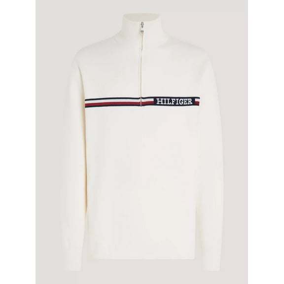 Tommy Hilfiger Men's Stripe Quarter-Zip Sweater - Calico Tan-2XL