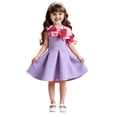 thumbnail image 1 of Ashirexll Robe de Fête Sans Manches pour Filles Polyester Col Rond Longueur Genou Style Princesse Bretelles Spaghetti Élégante pour Fête 1-8 Ans Violet 3-4 Ans, 1 of 5