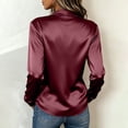 thumbnail image 4 of BUIGTTKLOP Womens Satin Tops Wrap V Neck Top Long Sleeve Shirts Dressy Casual Business Blouses Fall Outfits, 4 of 8