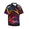 thumbnail image 2 of Daiia Colorful Abstract Wave Motion Hawaiian Shirt for Men Gentle Cotton Regular Short Sleeve Casual-Large, 2 of 9