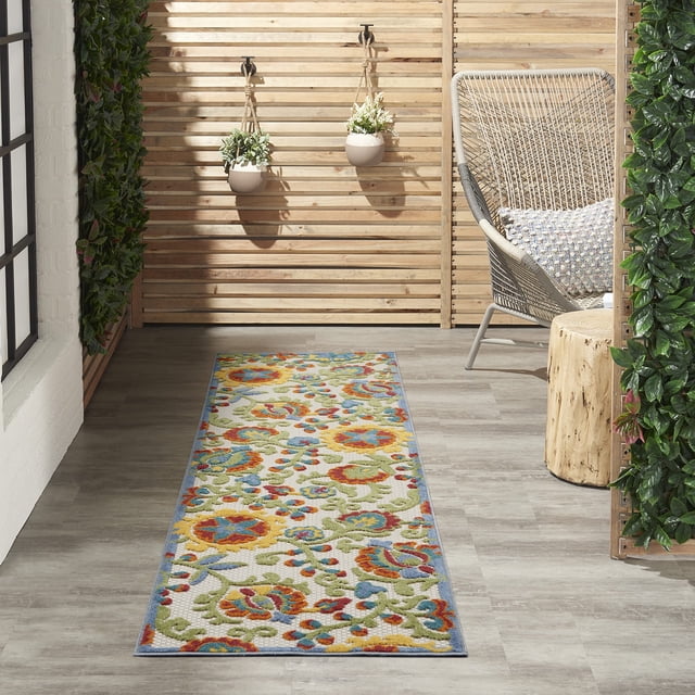 Alfombra de Área Nourison Aloha Interior/Exterior Marfil/Multicolor 60x180 cm