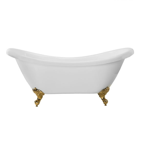 Victoria 70 Inch Acrylic Double Slipper Clawfoot Tub - No Faucet Drillings - Imperial Ball & Claw Feet