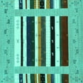 thumbnail image 1 of Ahgly Company Machine Washable Indoor Square Abstract Turquoise Blue Contemporary Area Rugs, 7' Square, 1 of 4