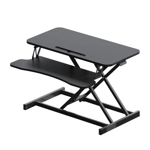 DEGUO Standing Desk Converter - 32 Inch Adjustable Sit to Stand Up Workstation, Particle Board, Dual Monitor Desktop Riser with Keyboard Tray, for Home Office Laptop, Black