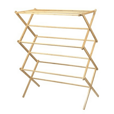 Wooden Clothes Drying Rack for Laundry - Collapsible Folding Bamboo Laundry Drying Rack for Drying Clothes - Heavy Duty Pre Assembled