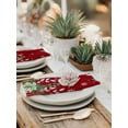 thumbnail image 5 of Christmas Poinsettia Cloth Napkins Set of 6 Reusable Dinner Napkins, Xmas Eucalyptus Botanical Red Cocktail Napkin Washable Table Napkins for Wedding/Holiday Party/Baby Shower 20"x20", 5 of 7