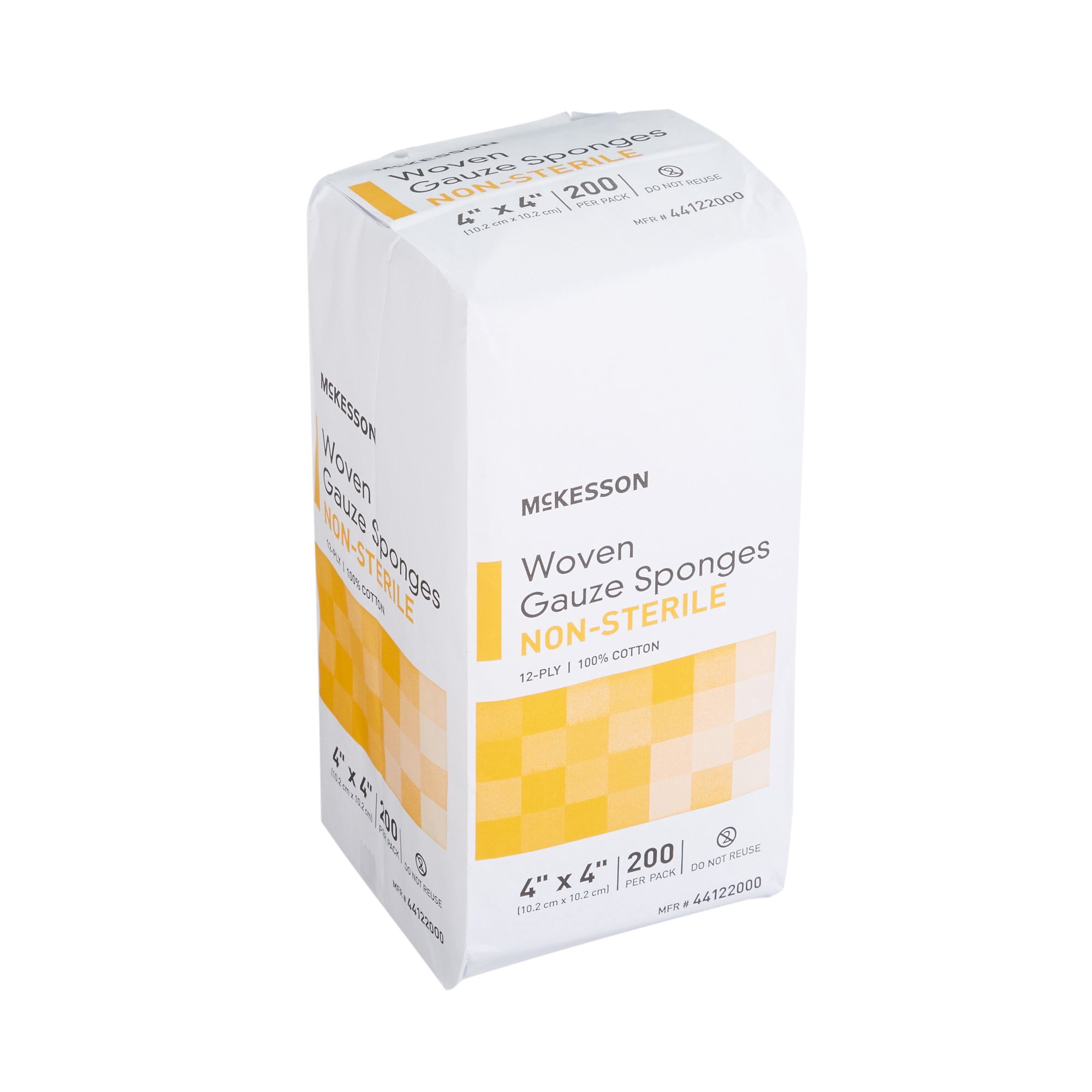 McKesson Woven Gauze Sponges, Non-Sterile 12-Ply Wound Pads, 4 in x 4 in, 200 per Pack, 10 Packs, 2000 Total