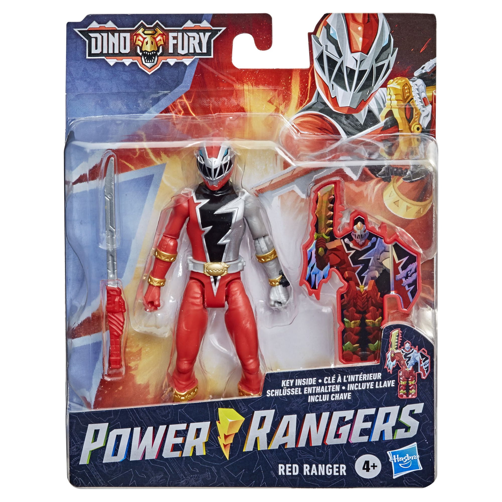 Power Rangers: Dino Fury Red Ranger Toy Action Figure for Boys and Girls  with Dino Fury Key (8”)