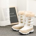 thumbnail image 3 of Dream Pairs Kids Boys & Girls Winter Mid Calf Knee High Waterproof Winter Outdoor Snow Boots Nordic Beige/White Size 2, 3 of 6