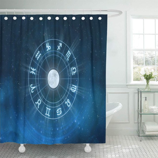 ABPHQTO Astrología Signos del zodiaco New Age Horóscopo Universo Espacio Cortina de ducha 160x180 cm