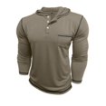 thumbnail image 7 of WTOBBY Men's Casual Long Sleeve Hooded T-Shirt Button Front, Solid Color with Pocket, Comfortable for Daily Wear, Layering, and Casual Street Style,Khaki XL, 7 of 7