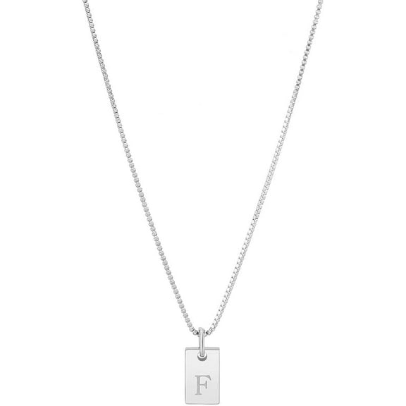 1Pcs Rectangle Initial Letter Pendant for Mens Womens Brass Box Chain Alphabet Necklaces for Valentines Birthday Gifts Personalized Jewelry