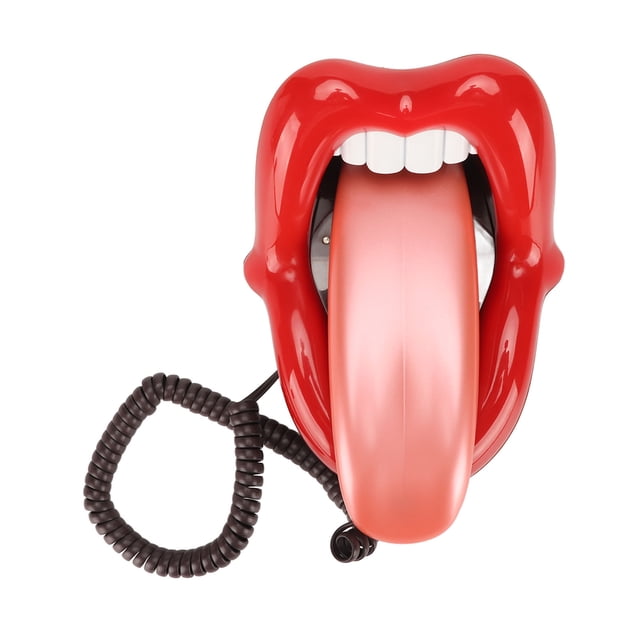 Teléfono Fijo, Luz De Llamada, Rellamada, Teléfono De Escritorio, Sonido Claro, Forma De Lengua Grande, Rojo Para El Hogar