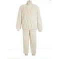 thumbnail image 3 of Aislor Kids Boys Girls Winter Warm Fleece Pyjamas Set Sleepwear Long Sleeve Top with Pants Set Homewear Size 12M-14 Beige 11-12, 3 of 7