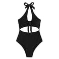 thumbnail image 2 of Maillots de Bain une Pièce pour Femmes 2026 Mode Licou Nœud devant Découpé Monokini, 2 of 8