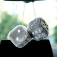 thumbnail image 6 of 2 Pack 3”of Retro Square Mirror Hanging Couple Fuzzy Plush Dice with Dots for Car Interior Ornament Decoration, 6 of 7
