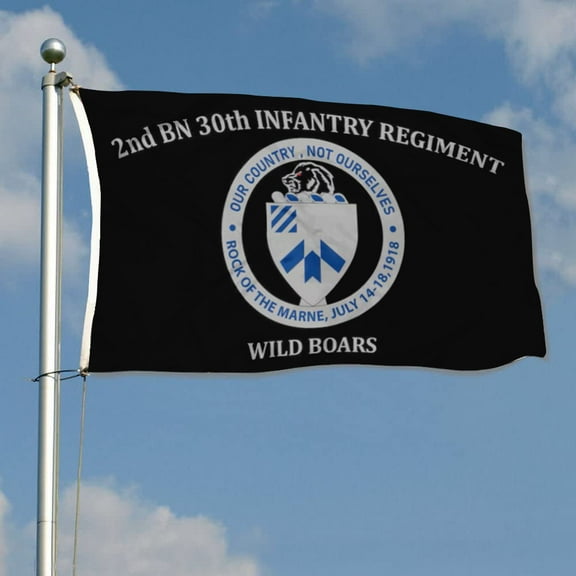 mokarier 2nd BN 30th Infantry Regiment Flag wild boars Flag Banner Outdoor Indoor Decoration Flag 3x5Feet Double Stitched Polyester with Brass Grommets
