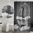 thumbnail image 4 of Hippo Shower Curtain, Waterproof Shower Curtains for Bathroom, Funny Animal Bathtub Abstract Art Grey Washable Fabric Bathtub Curtain Set Bath Decor with 12 Hooks Standard 72"x72", 4 of 6
