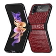 thumbnail image 5 of SaniMore for Samsung Galaxy Z Flip 4 6.7" 2022 Case, Crocodile Texture PU Leather Hinge Protection Wear-resistant Vintage Folding Shell Shockproof Drop-resistant, Red, 5 of 11
