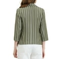 thumbnail image 3 of INSPIRE CHIC Blazer à Rayures pour Femme Manches 3/4 Décontracté Ouvert à l'Avant Revers Cranté Blazer m Vert Armée, 3 of 8